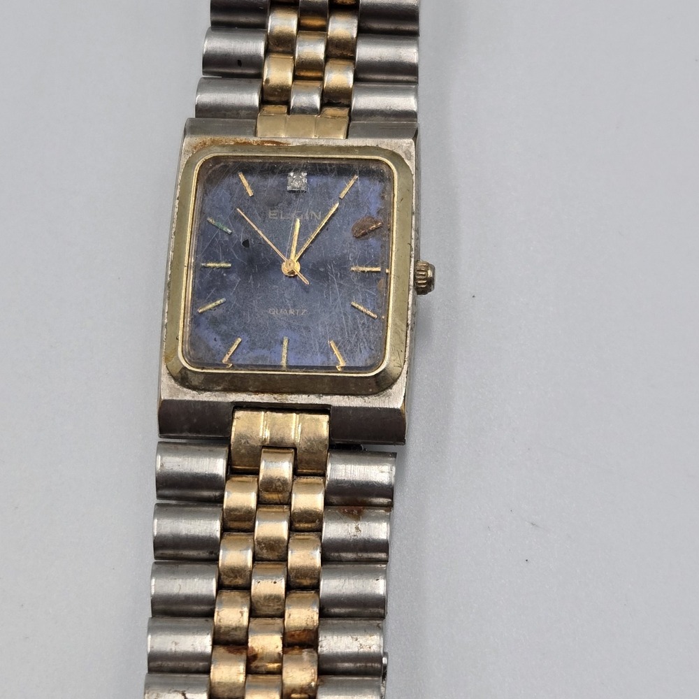Vtg Wrist Watch Men's 'Galaxie By Elgin' Chrome And Gold Plated Quartz Read